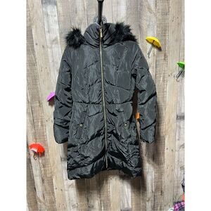 Karl Lagerfeld Black Down Anorak Faux Fur Coat